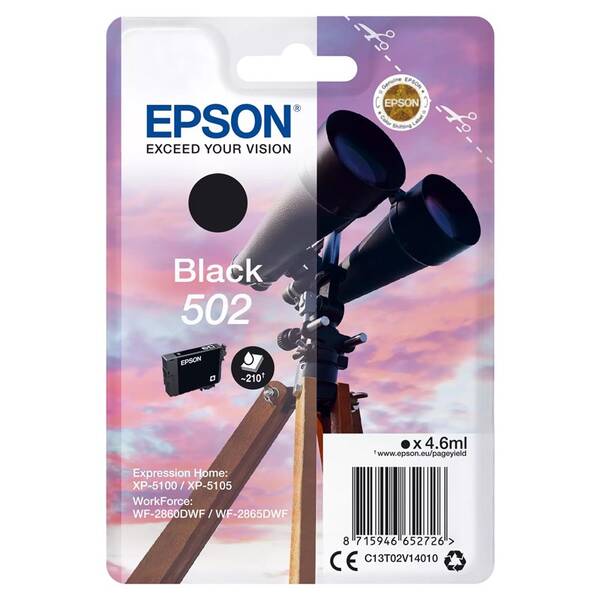 Cartridge Epson 502, 210 strán čierna

