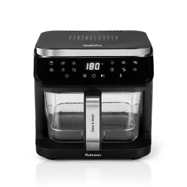 Fritéza teplovzdušná Rohnson R-2890 Glass & Steel HealthFry, 5,5 l čierna


