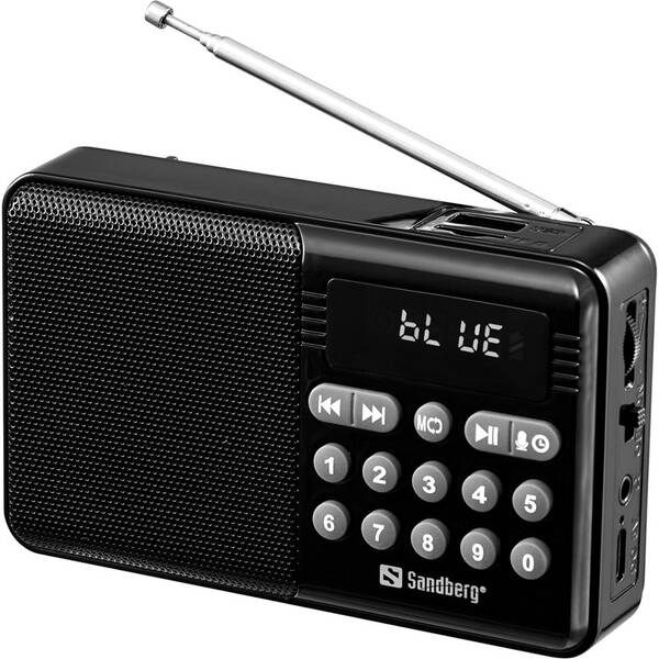 Rádioprijímač Sandberg Speaker Radio FM+BT Recharge čierny

