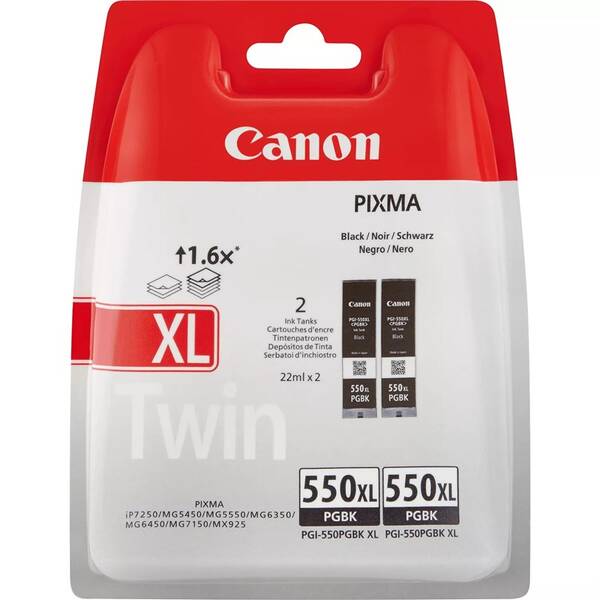 Cartridge Canon PGI-550 XL, 2x 500 strán, Twin (2pack) čierna

