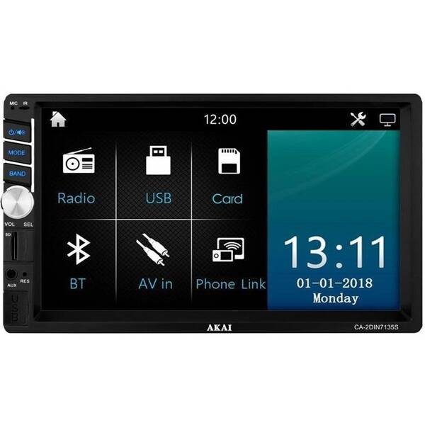 Autorádio s LCD AKAI CA-2DIN7135S čierne


