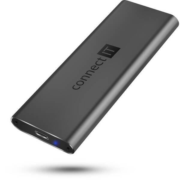Externý rámček Connect IT AluSafe externý box pre SSD disky M.2 NVMe, 10 Gbps, USB-C hliník

