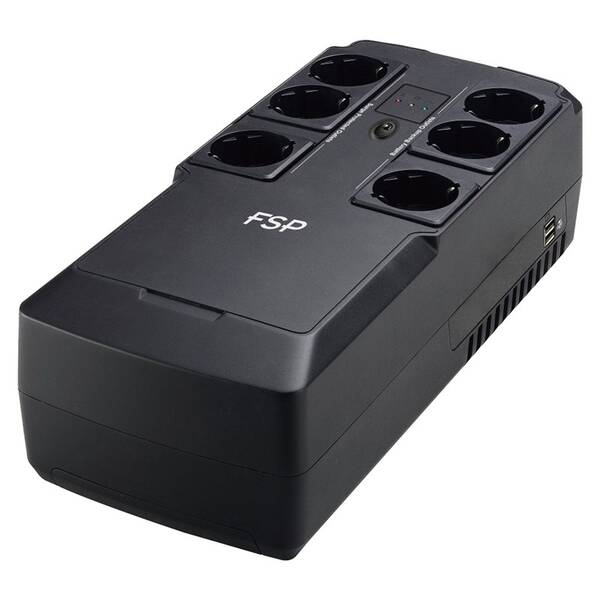 Záložný zdroj FSP NanoFit 600, 600VA/360 W, 2xUSB power, LED, offline čierny

