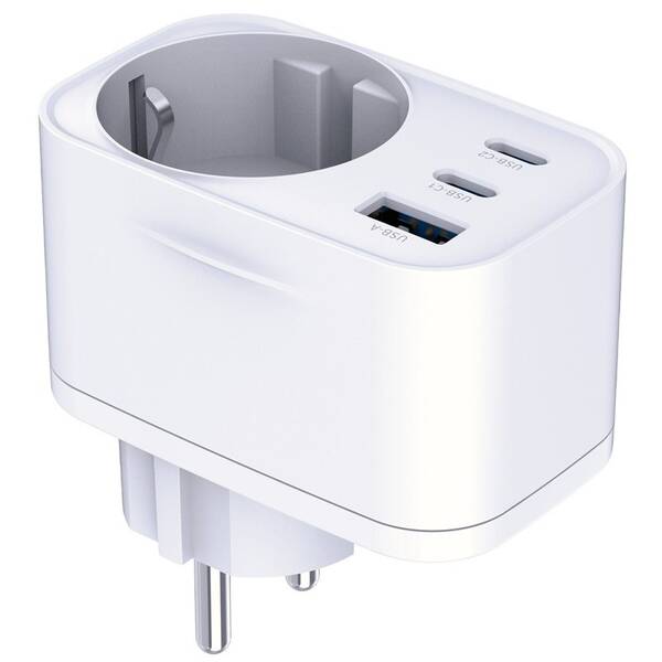 Nabíjačka do siete 3mk Comfort GaN 2xUSB-C/USB-A 30W biela

