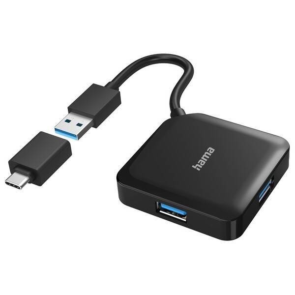 USB Hub Hama USB,USB-C/4x USB 3.2 Gen 1 čierny

