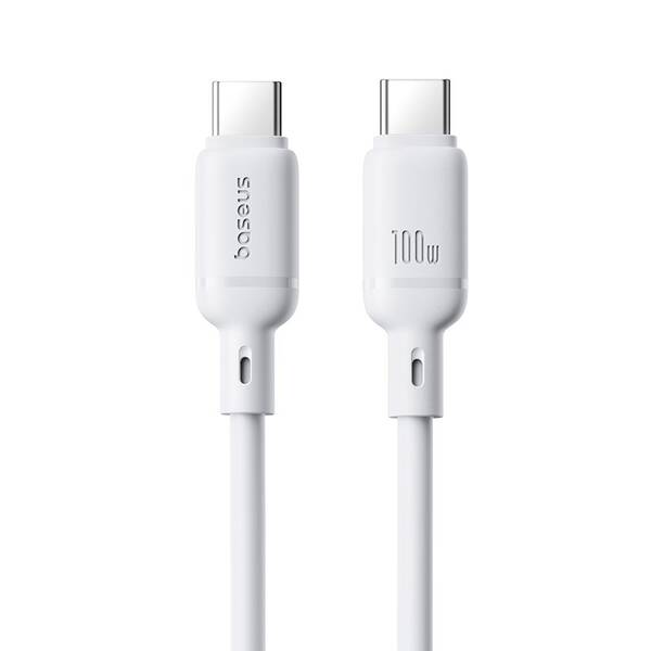 Kábel Baseus Silky USB-C/USB-C, 100W, 1m biely

