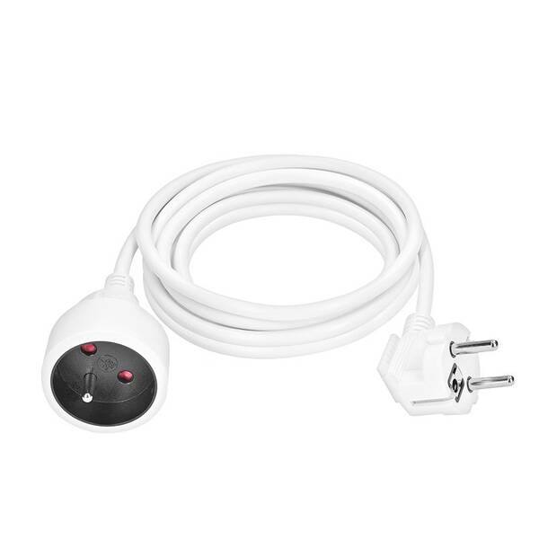 Kábel predlžovací Solight 1 zásuvka, 3 x 1.5mm2, 3 m biely

