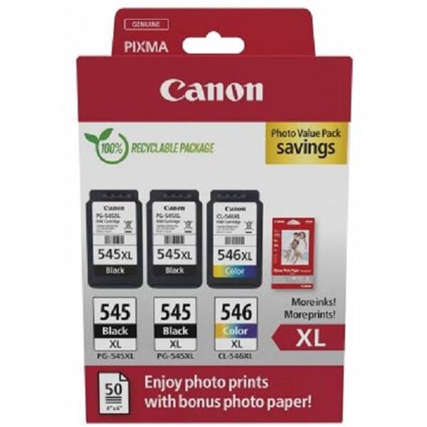 Cartridge Canon PG-545XLx2/CL-546XL PVP + fotopapier 50ks 

