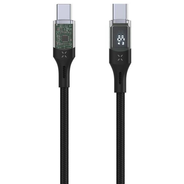 Kábel FIXED USB-C/USB-C, s displejom, PD, 100 W, 2 m čierny

