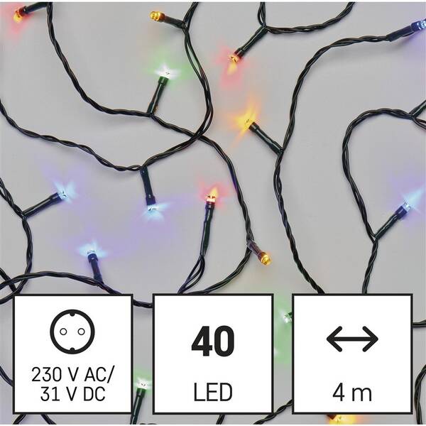 LED reťaz EMOS 40LED reťaz, 4 m, vonkajšie aj vnútorné, multicolor, programy, časovač 

