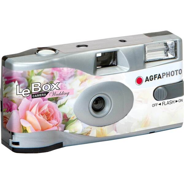Analógový fotoaparát AgfaPhoto LeBox Wedding Flash 400/27 sivý

