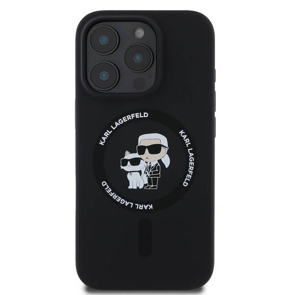Kryt na mobil Karl Lagerfeld Karl and Choupette na Apple Iphone 16 Pro, MagSafe čierny

