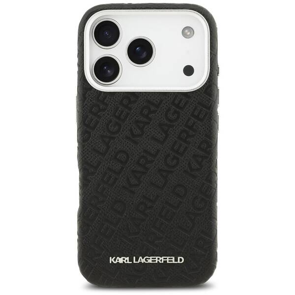 Kryt na mobil Karl Lagerfeld Grained PU Repeated Logo MagSafe na Apple iPhone 17 Pro čierny

