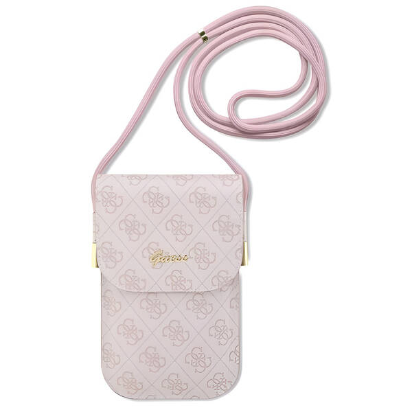 Taštička cez rameno Guess PU 4G Metal Logo Script ružové

