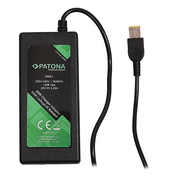 Sieťový adaptér PATONA pre notebooky Lenovo, 20V, 3,25A, 65W, Slim tip konektor 

