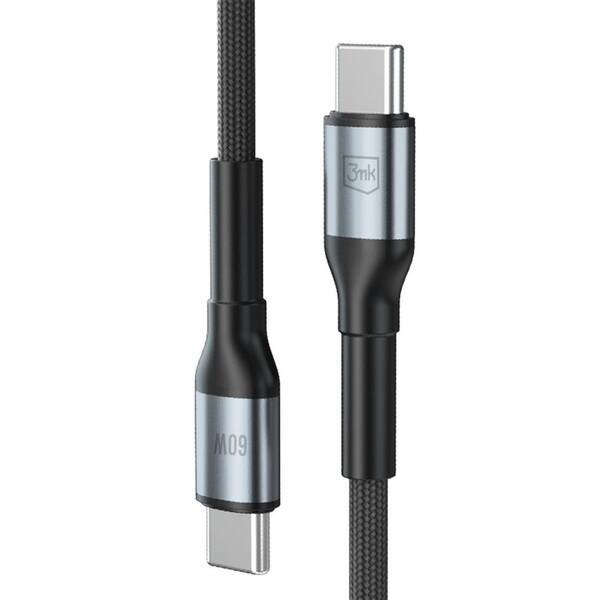 Kábel 3mk N-SERIES USB-C/USB-C 3m PD 3.0 QC 3.0 20V/3A 60W čierny

