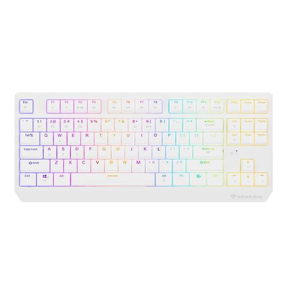 Klávesnica Genesis THOR 230, TKL, RGB, Outemu Red, bezdrôtová, US layout biela

