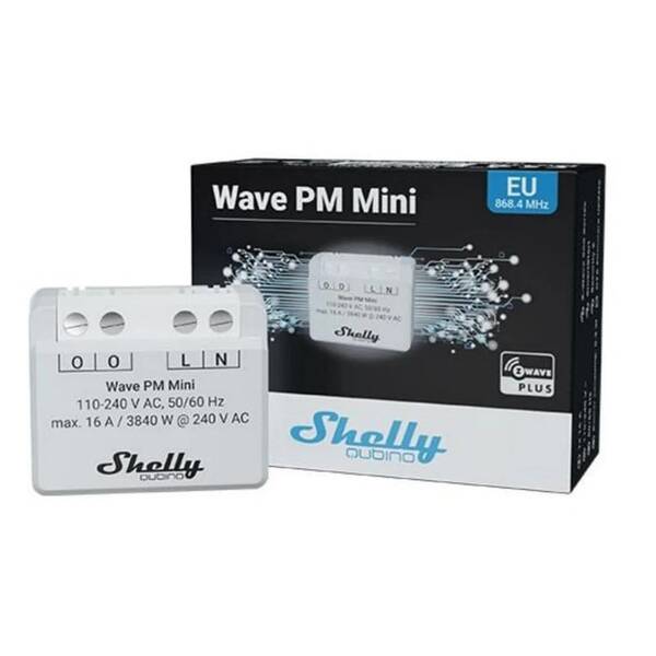 Modul Shelly Qubino Wave PM Mini, modul na meranie spotreby do 16A, Z-Wave biely

