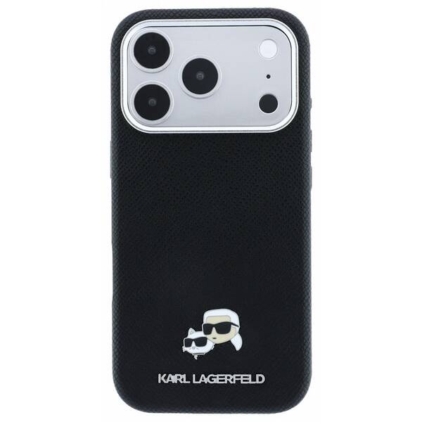 Kryt na mobil Karl Lagerfeld PU Grained Semi Wrap K&CH Heads Magsafe na Apple iPhone 18 Pro Max čierny


