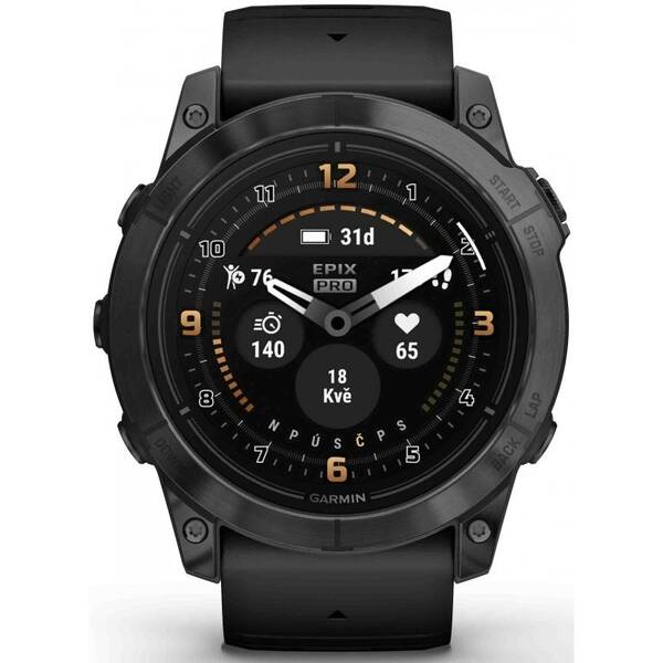 Inteligentné hodinky Garmin epix Pro (Gen 2) Sapphire - 51 mm - Titan Carbon Grey / Black Silicone Band 

