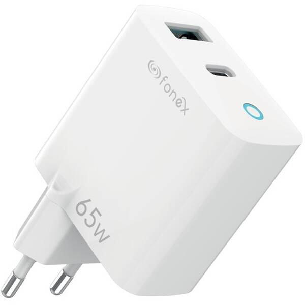 Nabíjačka do siete Fonex 1xUSB-C/1xUSB PD 65W biela


