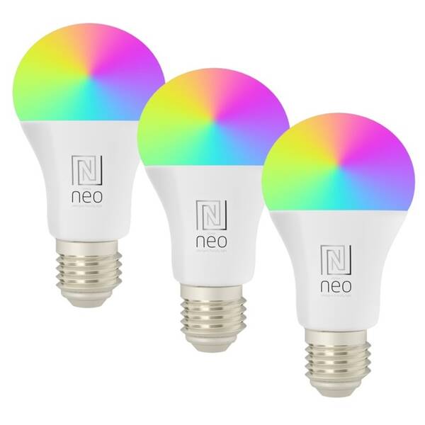 Inteligentná žiarovka IMMAX NEO LITE SMART LED E27 9W RGB+CCT farebná a biela, stmievateľná, WiFi, 3ks 

