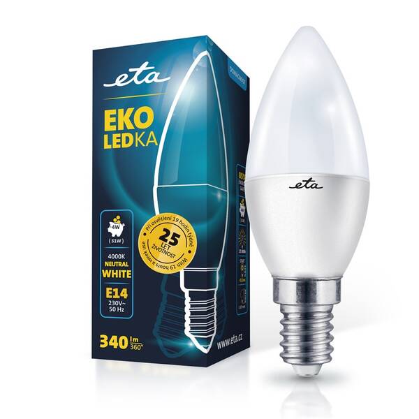 LED žiarovka ETA EKO LEDka sviečka 4W, E14, neutrálna biela 

