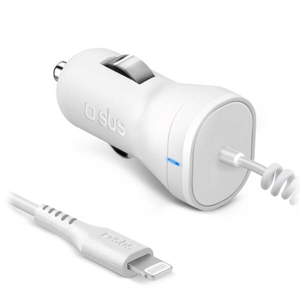 Adaptér do auta SBS Lightning Mfi C-89 Fast Charge biela

