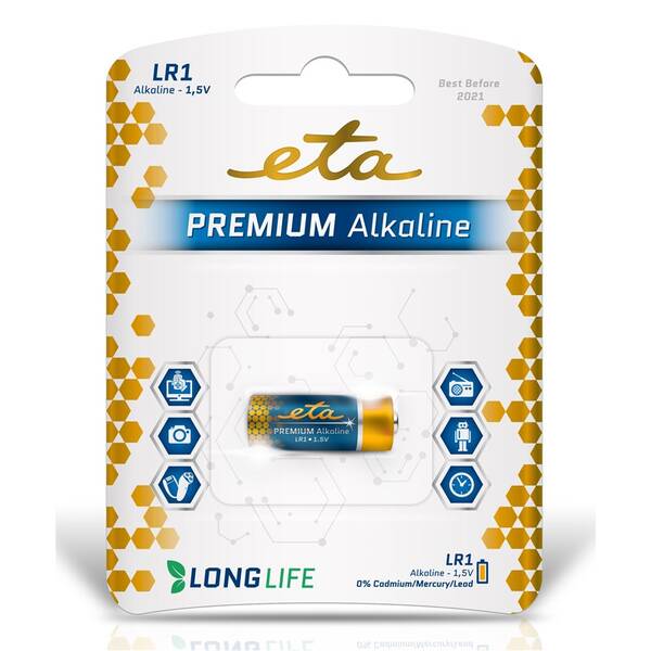 Batéria alkalická ETA ALKALINE LR1, blister 1ks 

