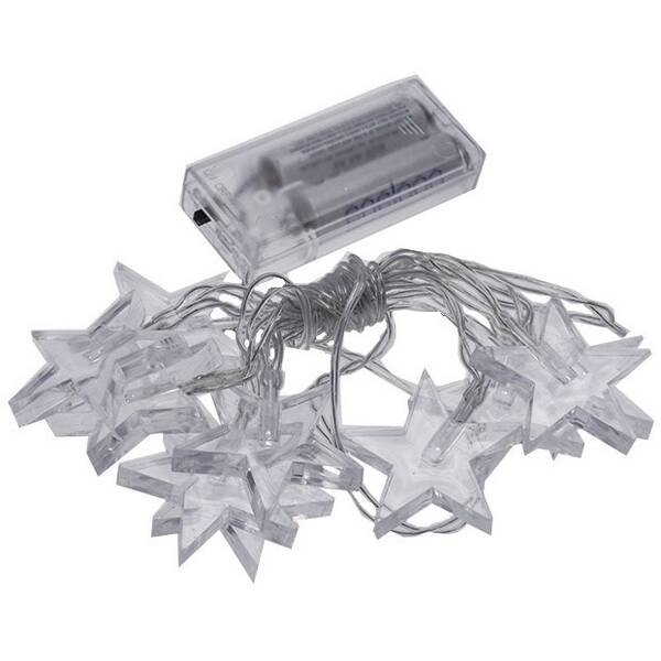 Vianočné osvetlenie Solight reťaz - hviezdy, 1,5 m, 10x LED, 2x AA, modré 

