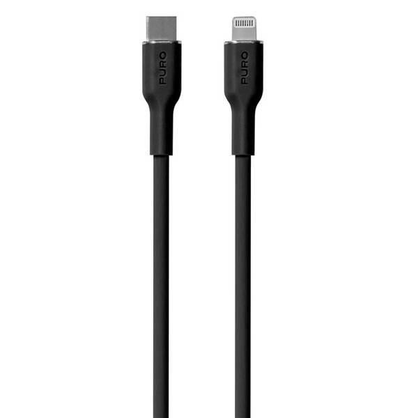 Kábel Puro Soft Lightning/USB-C 12 W, 1,5 m čierny

