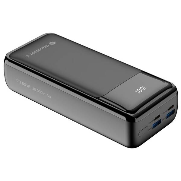 Powerbank GoGEN 30000mAh, USB-C PD 65W, QC 22,5W, LCD čierny

