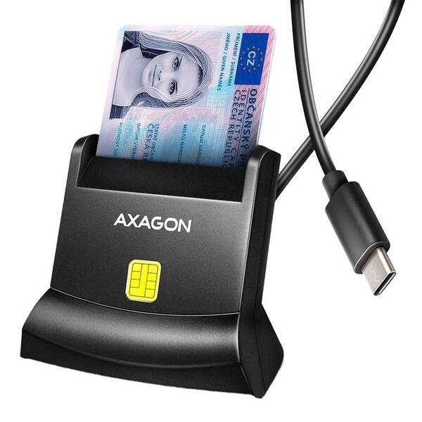 Čítačka eObčianok Axagon CRE-SM4NC USB-C Smart card StandReader čierna

