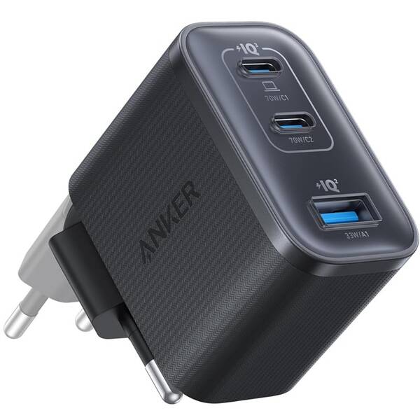 Nabíjačka do siete Anker Nano 70W, 2xUSB-C, 1xUSB čierna

