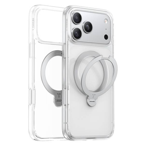 Kryt na mobil Torras Ostand Q3 Spin na Apple iPhone 17 Pro Max priehľadný

