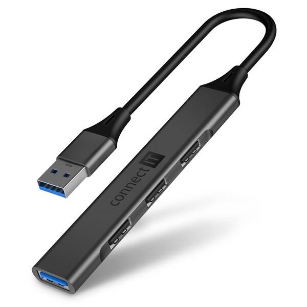 USB Hub Connect IT USB-A (1xUSB-A 3.0, 3xUSB-A 2.0) sivý

