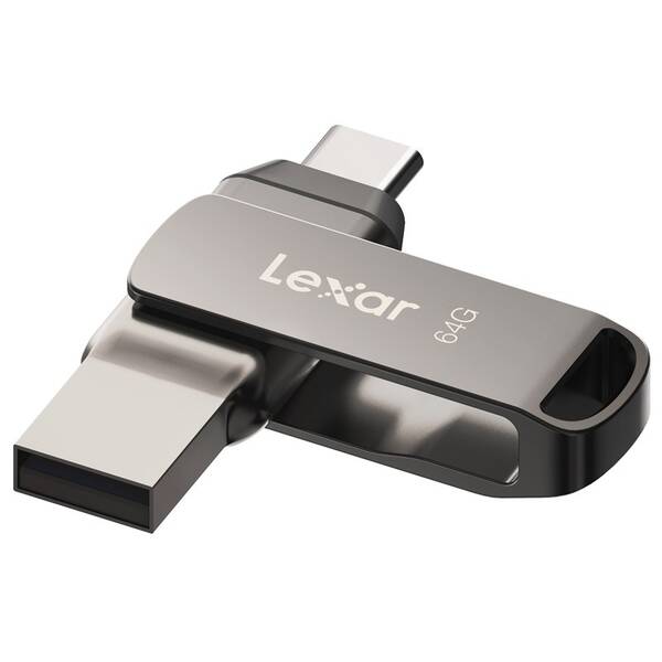 USB flashdisk Lexar JumpDrive D400 Dual, 64GB sivý

