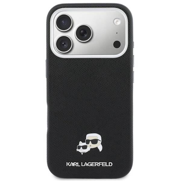Kryt na mobil Karl Lagerfeld PU Karl and Choupette Heads Pins MagSafe na Apple iPhone 17 Pro Max čierny

