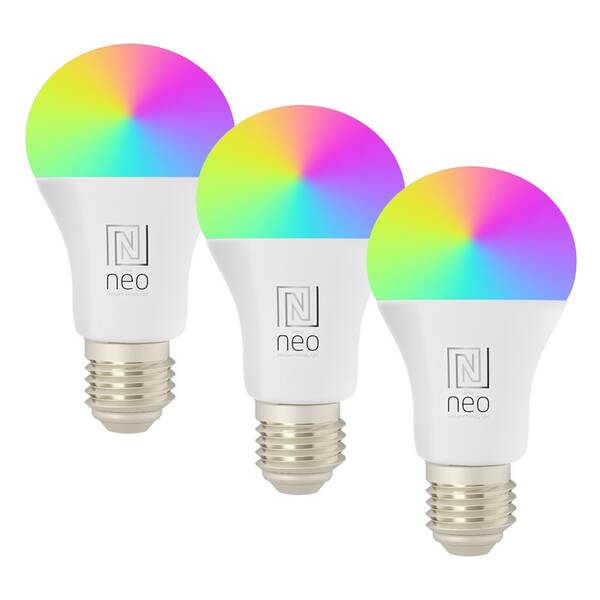 Inteligentná žiarovka IMMAX NEO SMART E27 11W RGB+CCT farebná a biela, stmievateľná, Zigbee, TUYA, 3ks 

