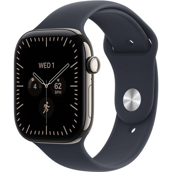 Inteligentné hodinky Apple GPS + Cellular 46 mm přírodní titan, námořnicky modrý sportovní řemínek - M/L 

