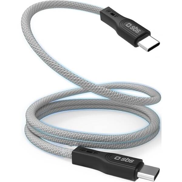 Kábel SBS magnetický USB-C/USB-C 60W 1m sivý

