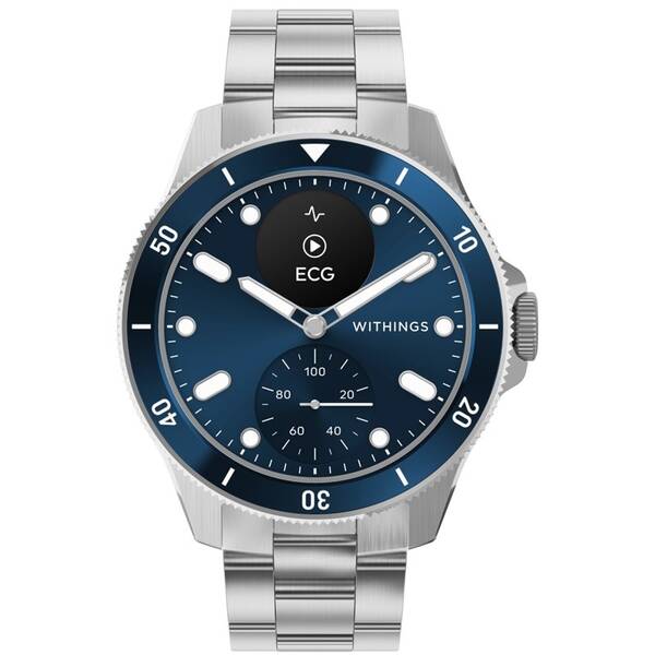 Inteligentné hodinky Withings Scanwatch Nova 42 mm strieborné/modré

