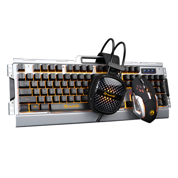 Klávesnica s myšou Marvo CM303 + headset, CZ/SK strieborná

