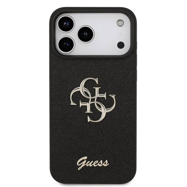 Kryt na mobil Guess Fixed Glitter 4G Metal Logo na Apple iPhone 18 Pro čierny

