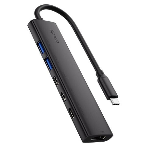 USB Hub Epico UltraHub 6in1 Slim Alu EH20 USB-C čierny

