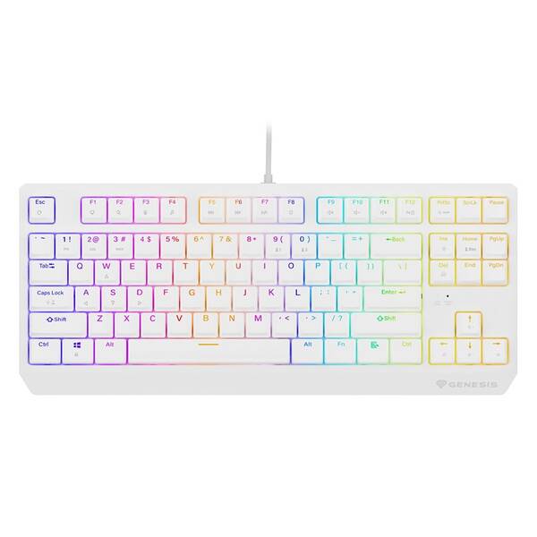 Klávesnica Genesis THOR 230, TKL, RGB, Outemu Red, US layout biela

