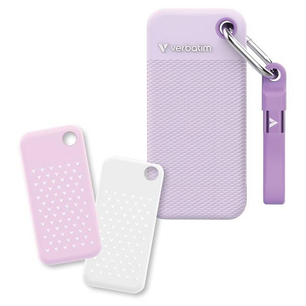 SSD externý Verbatim Pocket SSD 256GB + 2x obal fialový

