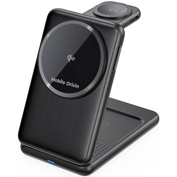 Bezdrôtová nabíjačka Mobile Origin PW8 3in1 Foldable Qi2 čierna


