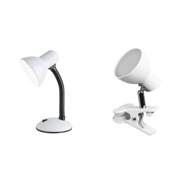 Stolná lampička Rabalux Dylan 4168 - bílá + LED lampička Noah 1477 s klipem - bílá 

