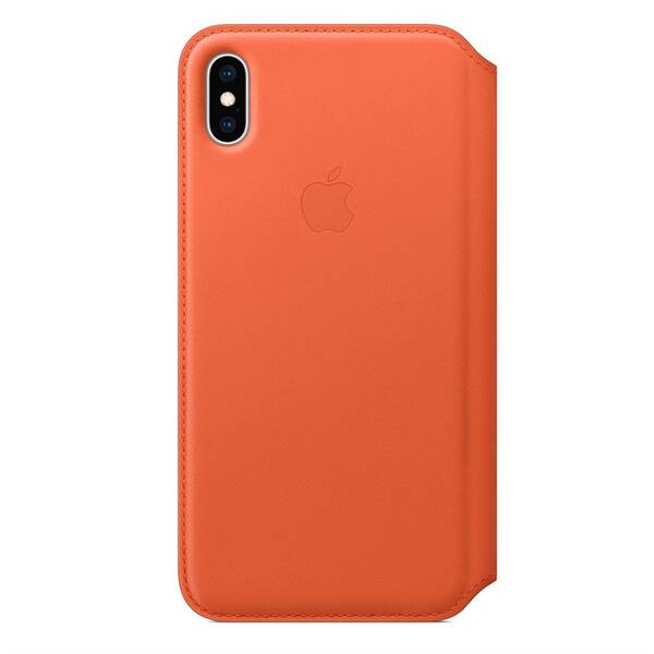 Puzdro na mobil flipové Apple Leather Folio pro iPhone Xs Max - temně oranžové 

